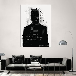 Abstract Canvas Print, Black and White Wall Art, Modern Street Art Print, Living Room Decor, Urban Graffiti Canvas Print, Extra Large Art