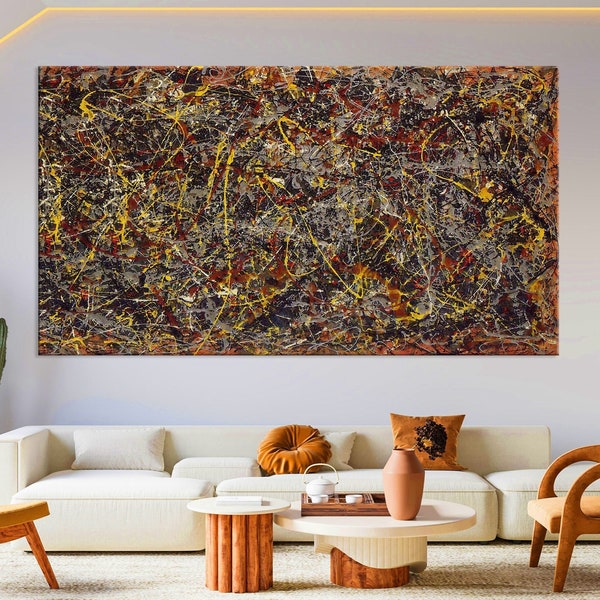 Jackson Pollock Canvas Print, Abstract Wall Art for Living Room Decor, Jackson Pollock Number 5, Extra Large Canvas Wall Art