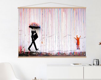 Banksy Nola Orange Rain Giclee Print Texture Gel Reproduction