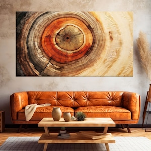 Tree Ring Print on Canvas Wall Art, Tree Stump Print, Wood Wall Art Living Room, Abstract Wood Texture Canvas Print, Extra Large Wall Art