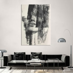 Abstract Face Art Canvas, Woman Wall Art Living Room Decor, Abstract Portrait Print, Extra Large Wall Art Canvas