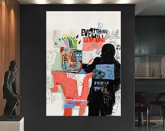 Abstract Canvas Wall Art, Modern Street Art Print, Living Room Decor, Urban Graffiti Print, Extra Large Wall Art Graffiti Canvas Print