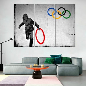 Banksy Canvas Wall Print, Modern Street Art, Living Room Decor, Modern Graffiti Wall Art, Banksy Canvas Print, Extra Large Wall Art