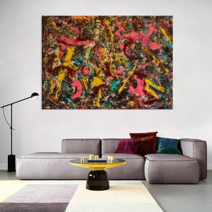 Jackson Pollock Canvas Print, Abstract Wall Art Living Room Decor, Extra Large Canvas Wall Art, Jackson Pollock Print