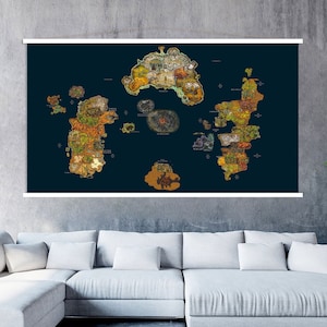 Colgador de arte de pared de lienzo de mapa de World of Warcraft, arte colgante de World of Warcraft, decoración de sala de estar, impresión de lienzo moderno, arte de pared extra grande