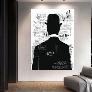 Abstract Canvas Print, Black and White Wall Art, Modern Street Art Print, Living Room Decor, Urban Graffiti Canvas Print, Extra Large Art