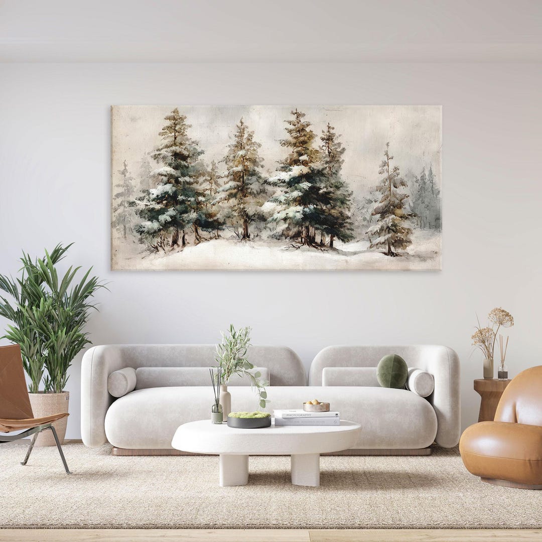 Pine Tree Forest Wall Art Canvas Wall Art Living Room Decor, Vintage ...