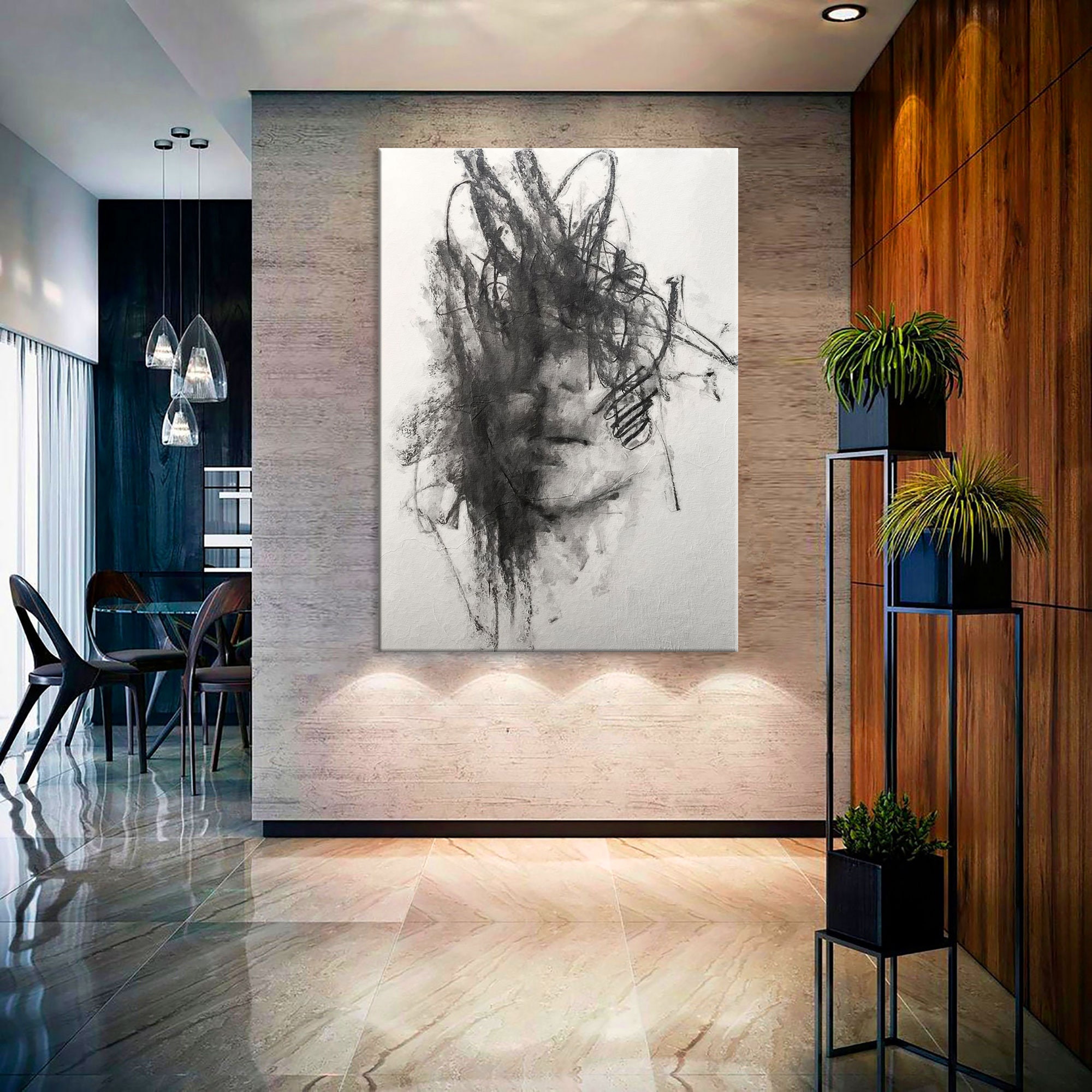 Abstract Face Art Canvas Woman Wall Art Living Room Decor - Etsy