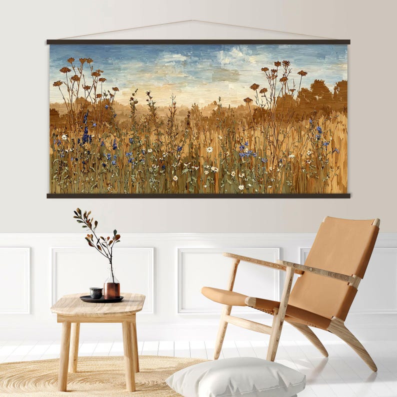 Landscape Wall Art Wildflower Field Canvas Wall Art Hanger, Nature ...