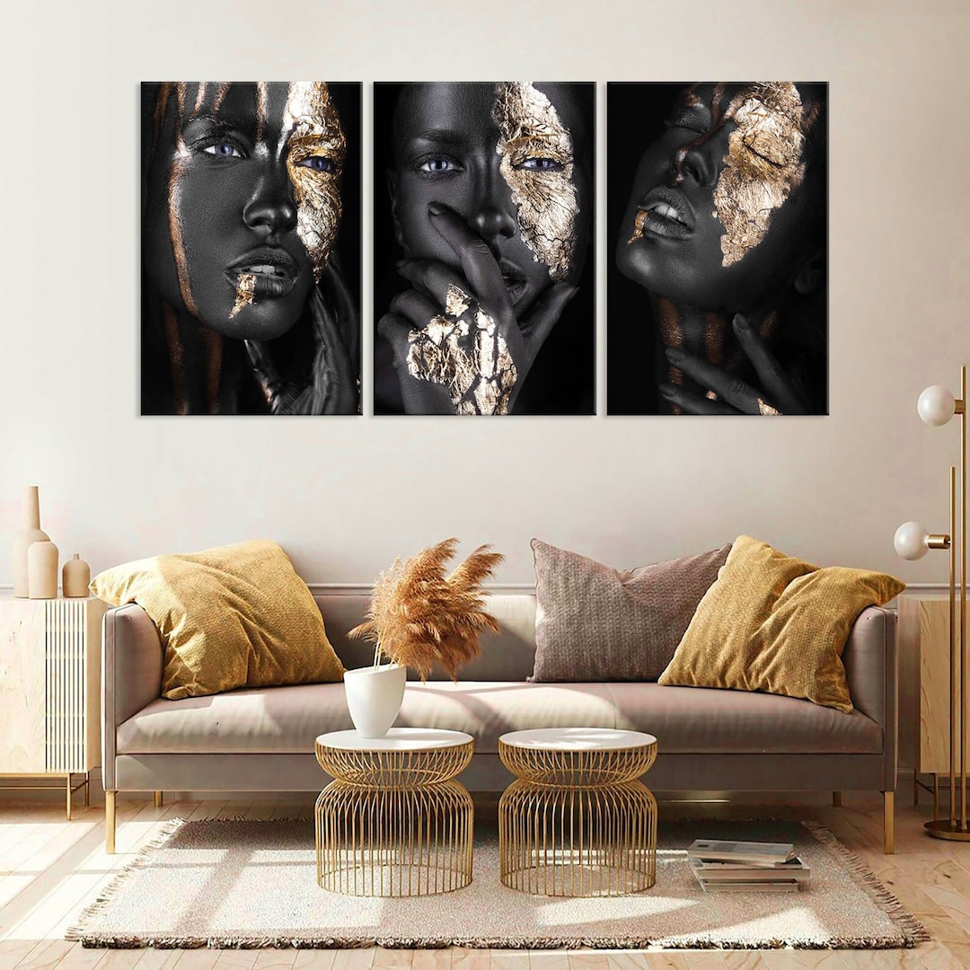 Black Women Wall Art Canvas, Woman African Wall Art for Living Room ...