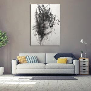 Abstract Face Art Canvas, Woman Wall Art Living Room Decor, Abstract ...