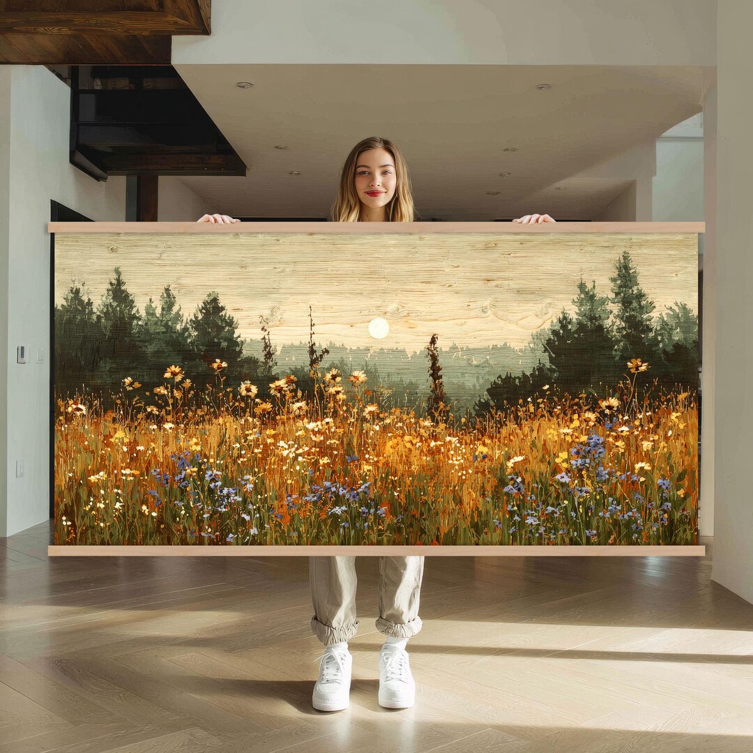 Landscape Art Wildflower Field Canvas Wall Art Hanger, Nature Canvas ...
