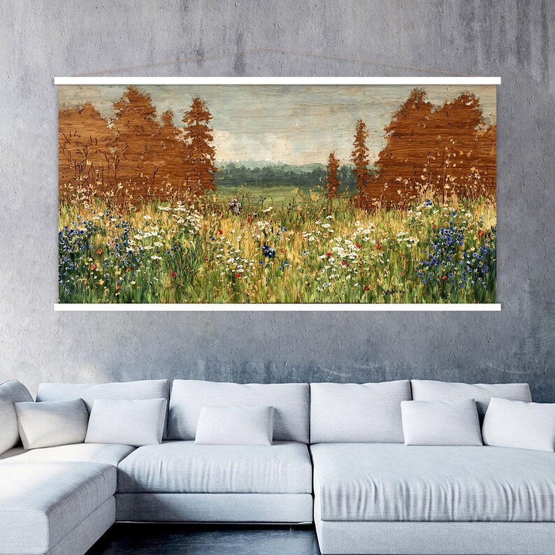 Landscape Art Wildflower Field Canvas Wall Art Hanger, Nature Canvas ...