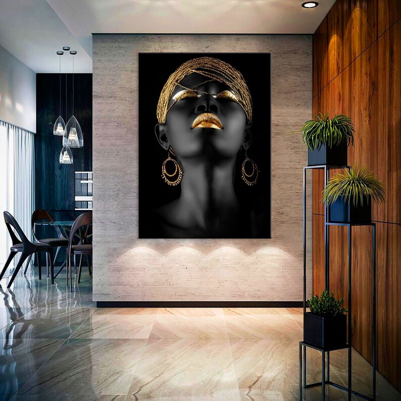 Black Woman Canvas Wall Art, African American Art, Living Room Decor ...