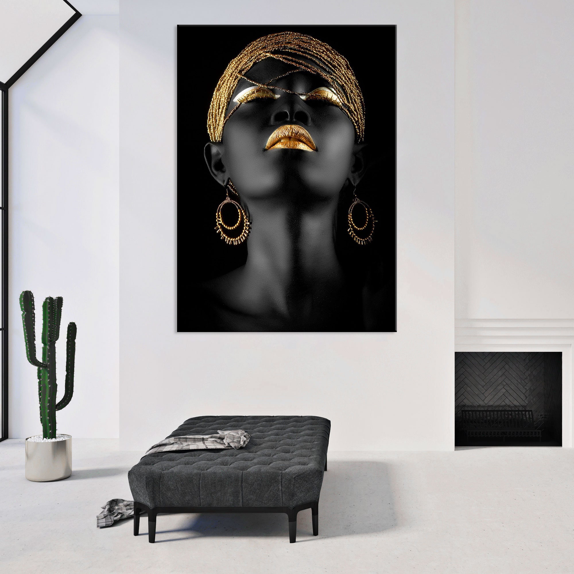 Black Woman Canvas Wall Art, African American Art, Living Room Decor ...
