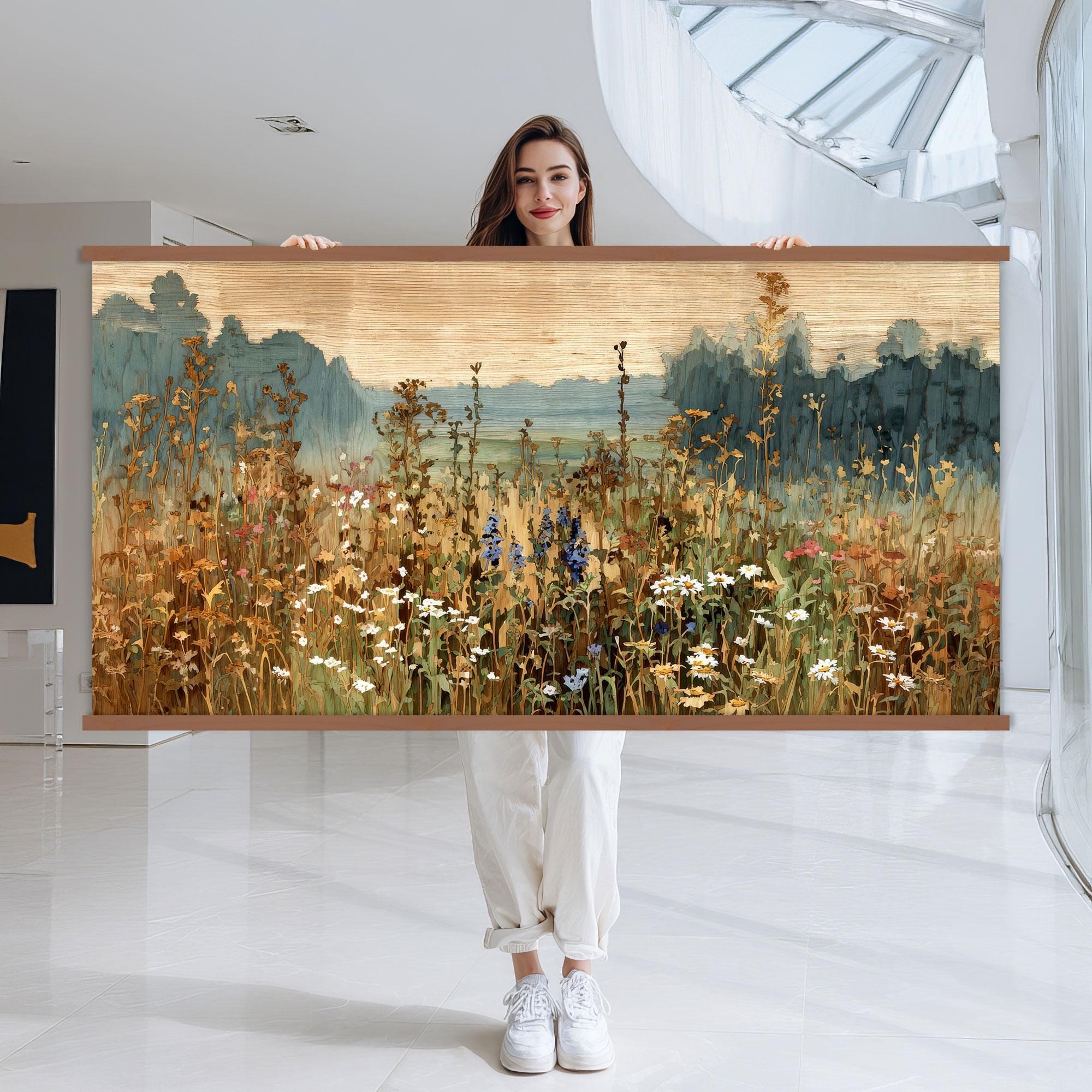 Landscape Art Wildflower Field Canvas Wall Art Hanger, Nature Canvas ...