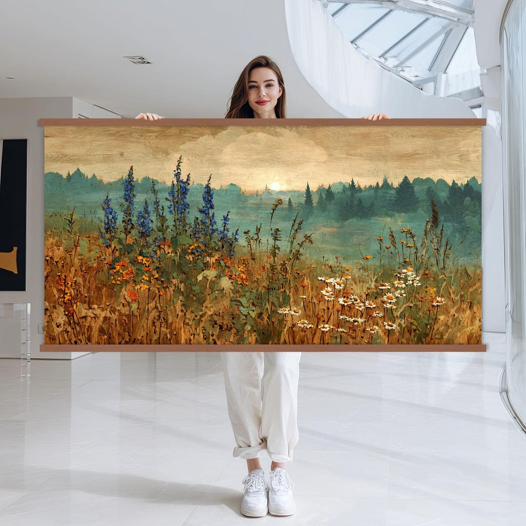 Landscape Art Wildflower Field Canvas Wall Art Hanger, Nature Canvas ...