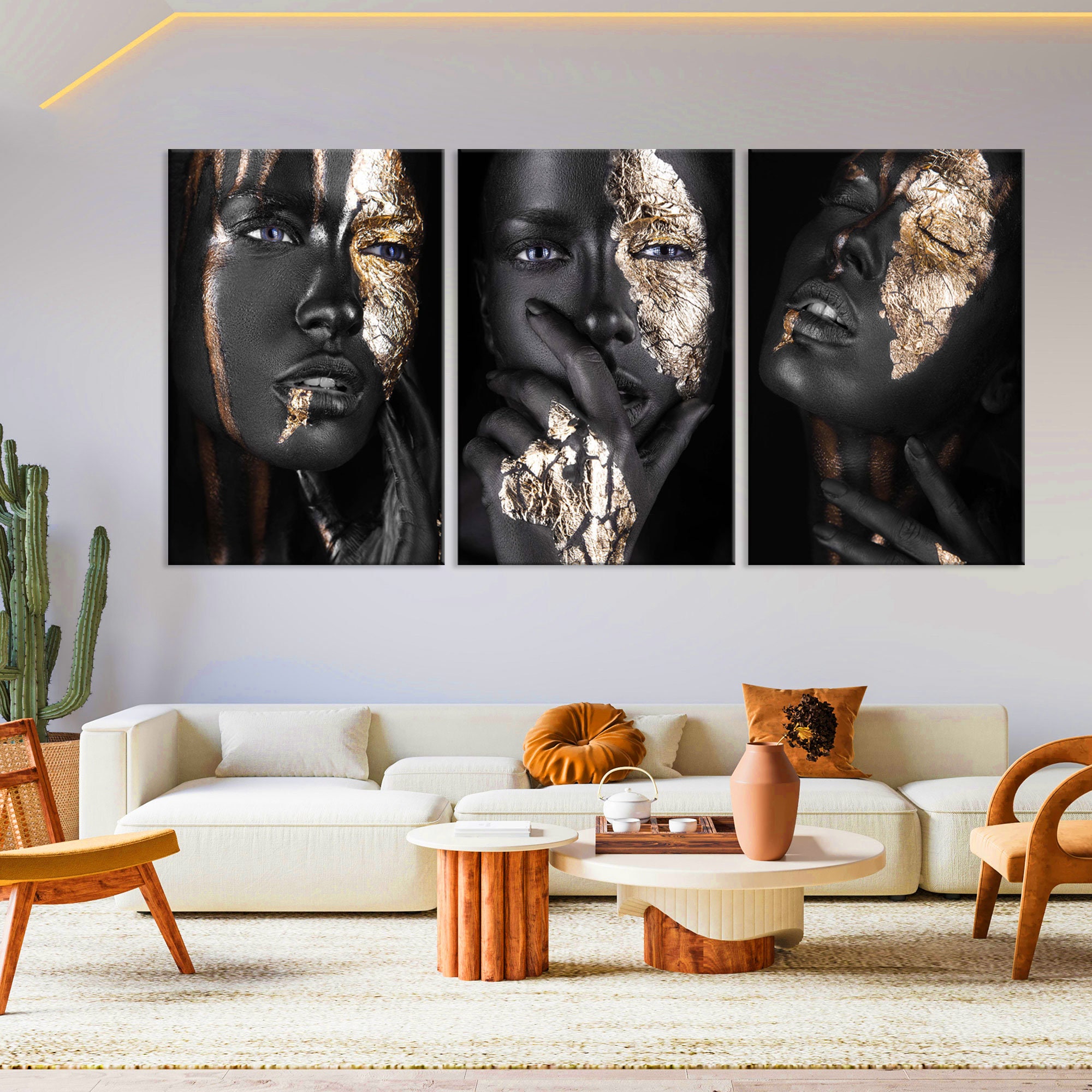 Black Women Wall Art Canvas, Woman African Wall Art for Living Room ...