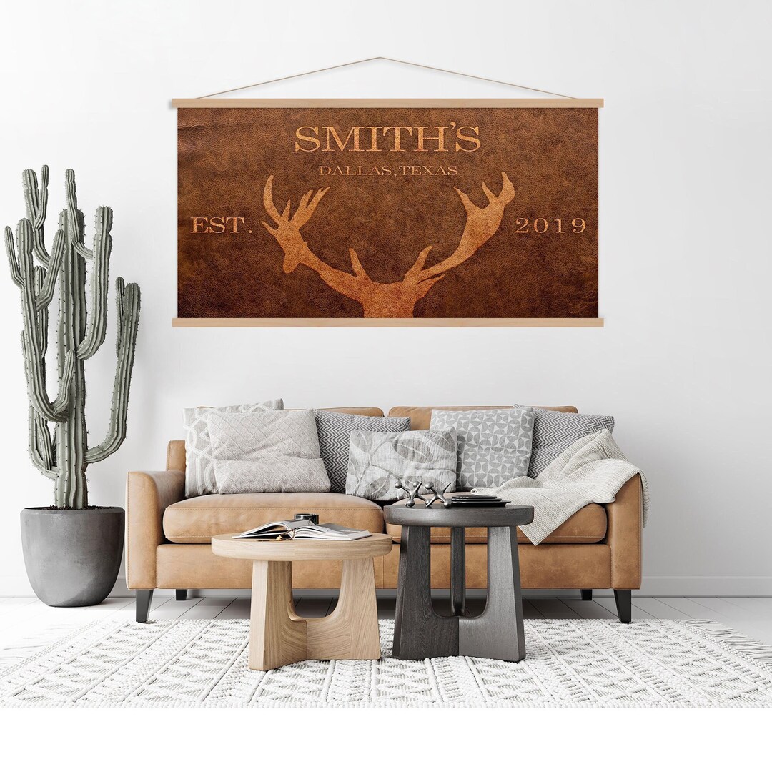 Farmhouse Canvas Signs Wall Hanging, Rustic Last Name Wall Art, Modern ...