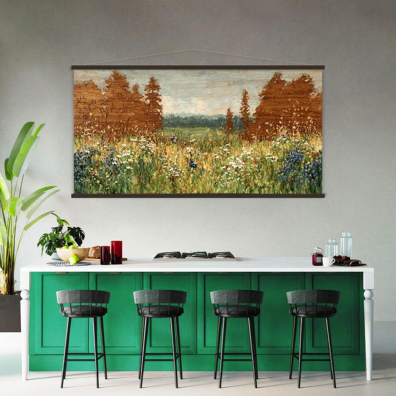 Landscape Art Wildflower Field Canvas Wall Art Hanger, Nature Canvas ...