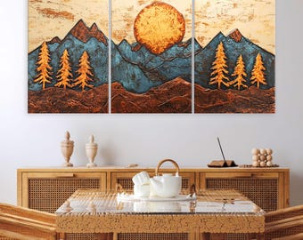Mountain Wall Art Canvas Wall Art Living Room Decor, Vintage Print on Canvas Landscape, Abstract Mountain Wall Art, Oversized Wall Art