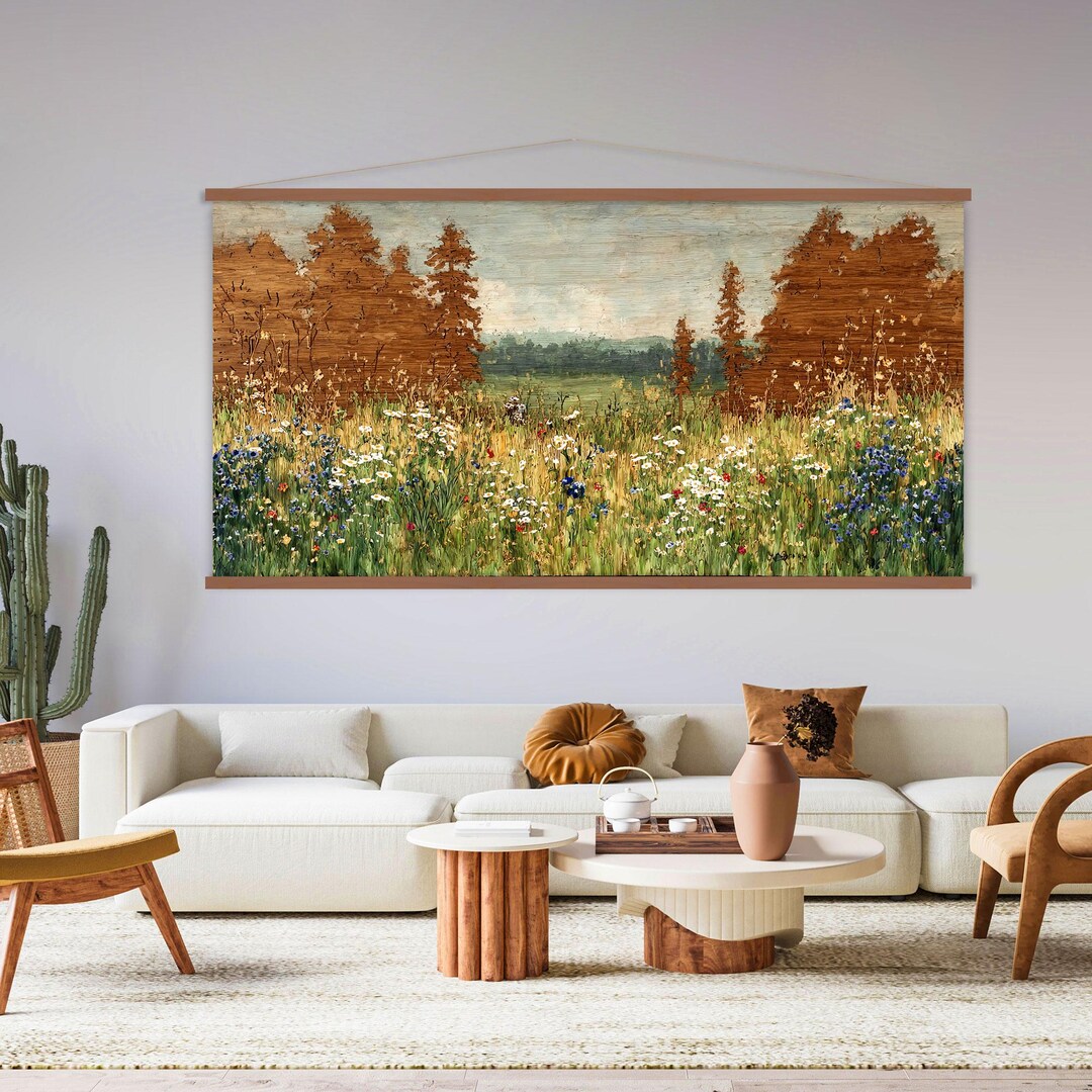 Landscape Art Wildflower Field Canvas Wall Art Hanger, Nature Canvas ...