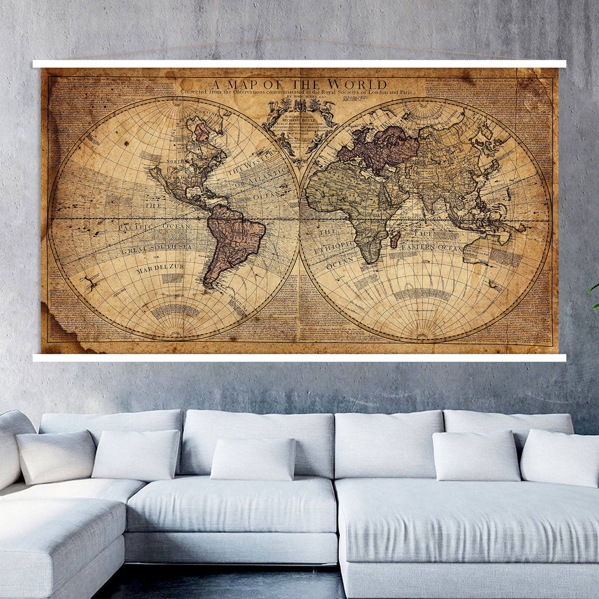 Old World Map Wall Art Hanger World Map Push Pin Canvas Etsy