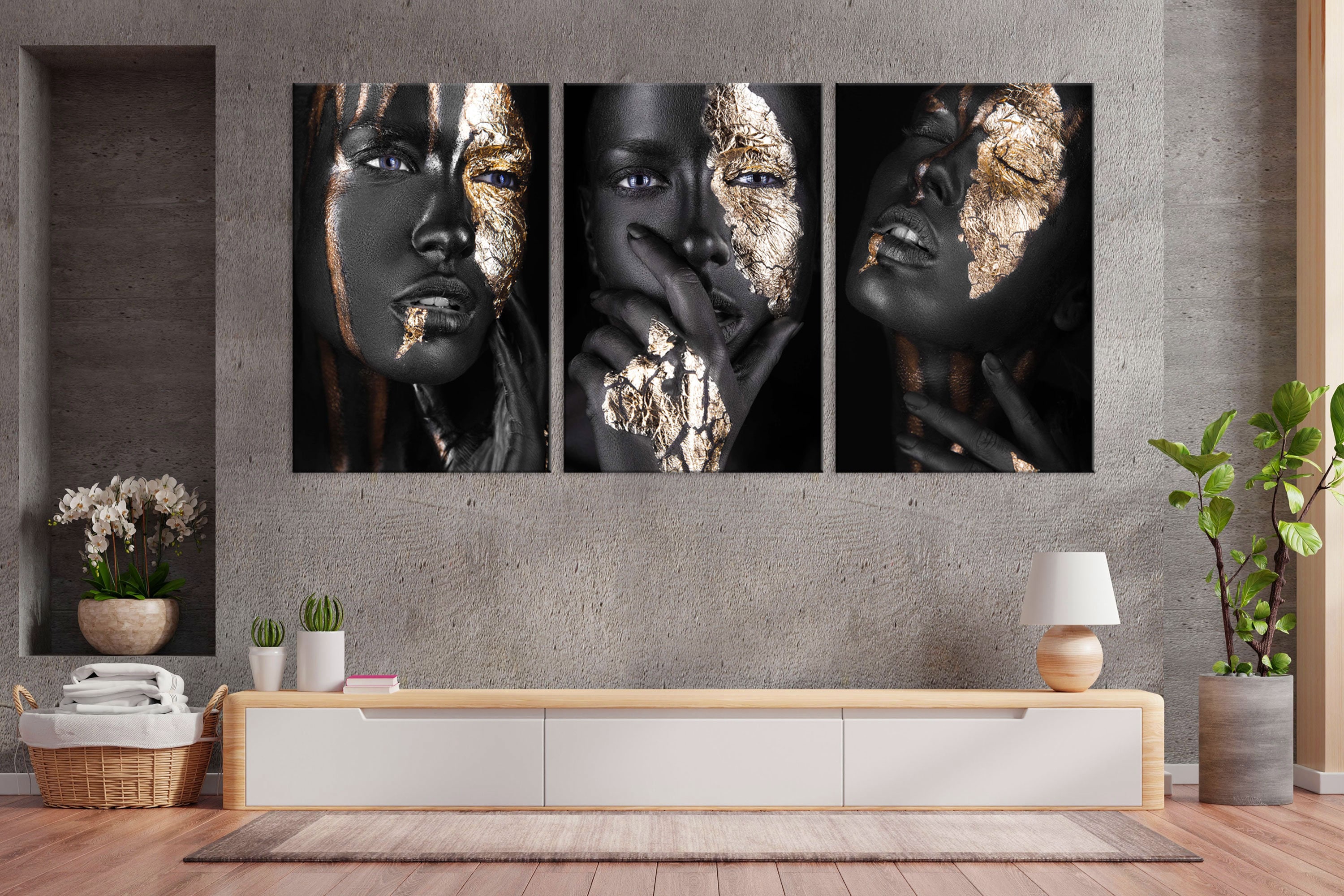 Black Women Wall Art Canvas, Woman African Wall Art for Living Room ...