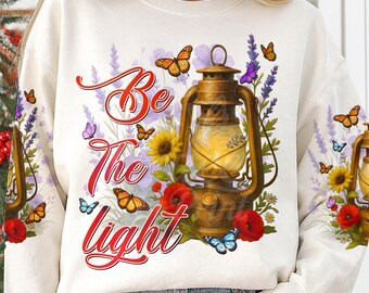 Be The Light png, christelijke bloemenlantaarn clipart, Faith quote digitale download, inspirerend christelijk ontwerp