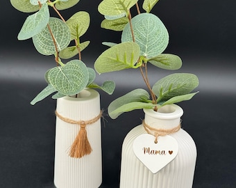 Vasen-Set für Trockenblumen | Vase Mama, Papa, Oma, Opa | Vase mit personalisiertem Herz | Muttertag | Vatertag | Geschenk Mama Papa