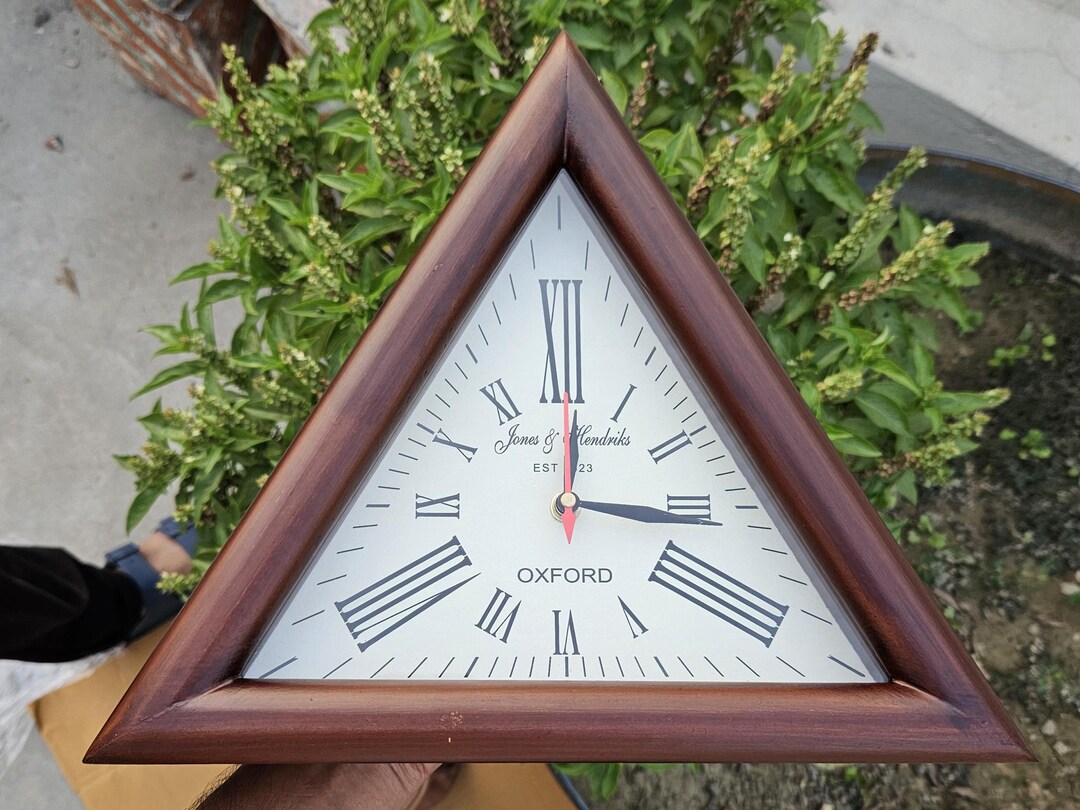 Triangle Wooden Wall Clock 12