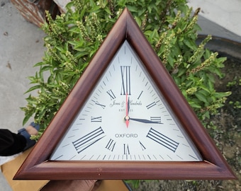 Triangle Wooden Wall Clock 12" Oxford: Modern Vintage Decor