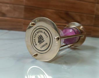 Brass Sand Timer: Polished Antique Nautical Hourglass - 5 Minute
