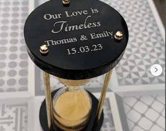 Engraved Brass Sand Timer: Personalized Hourglass, Multi-Color Sand