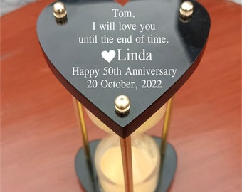 Personalized Sand Hourglass Engraved Acrylic Hourglass | Personalized Anniversary Sand Timer, Custom Table Decor
