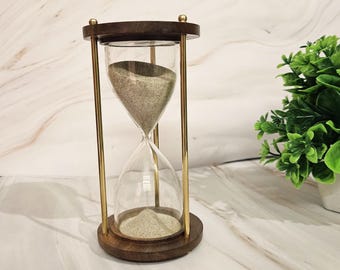 Reloj de arena de latón antiguo grabado: temporizador de arena negra de 5 minutos