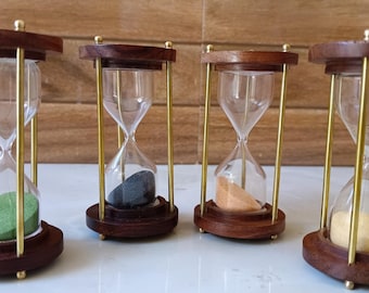 Temporizador de arena de madera grabado: reloj de arena personalizado para escritorio (paquete de 2)