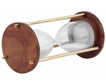 Reloj de arena de madera grabado: temporizador de arena personalizado con detalles de latón