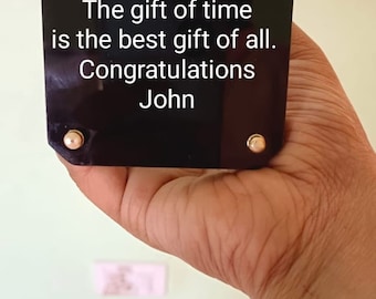 Engraved Brass Hourglass: Personalized Sand Timer, Acrylic Base
