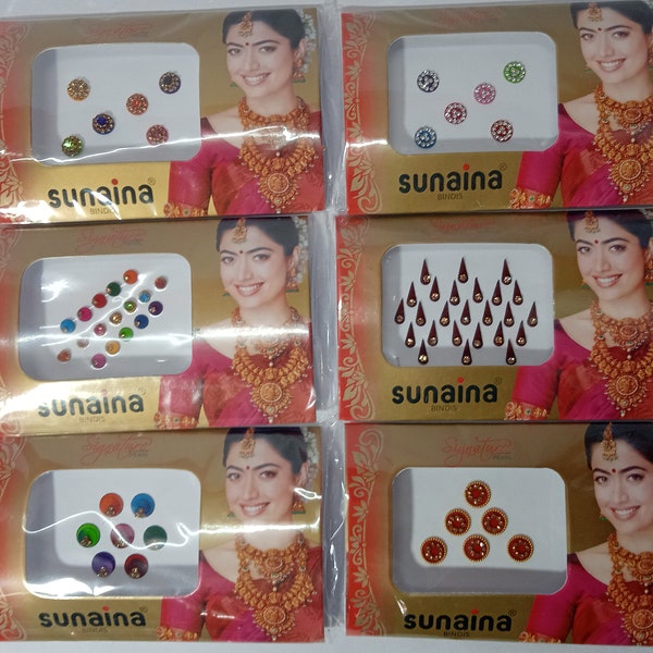 20, 30, 60  bindi packets Bollywood bindi, BINDIS,  Bindi for forehead, tikka Gems