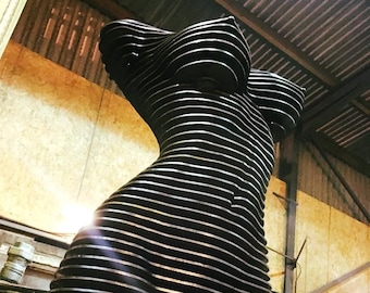 Female torso steel sculpture design, Laser cutting files, Dxf,