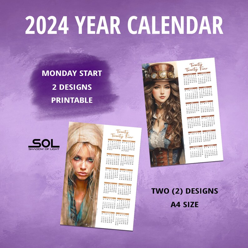 2024 Year Calendar, Yearly Calendar 2024, Year at a Glance, Year