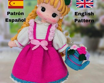 Crochet Doll Pattern PDF-English Spanish Pattern