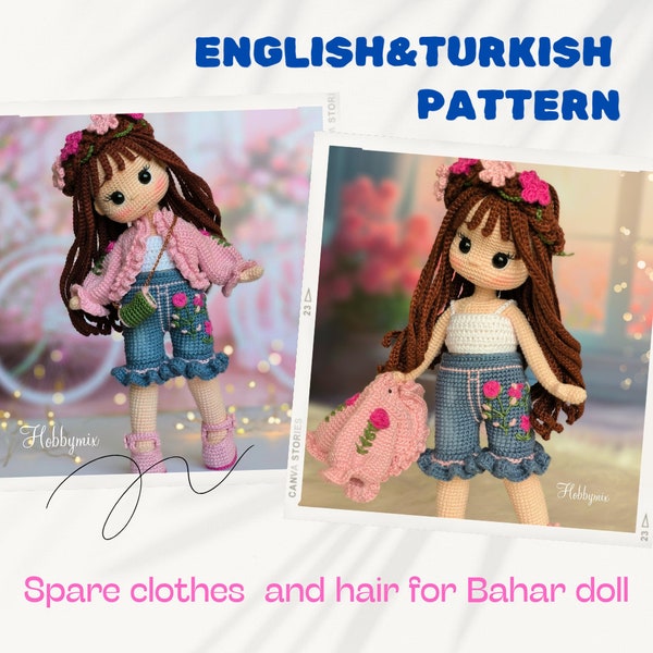 Spare clothes  and hair for Bahar doll, Amigurumi Doll, Amigurumi Pattern, Amigurumi Crochet Doll, Amigurumi Cute Doll