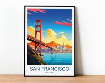 San Francisco Travel Print Poster | California Travel Posters | San Francisco Wall Art | Wedding Gift | Home Decor | USA Travel Print