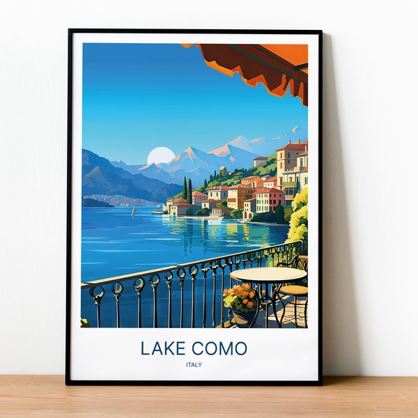 Comer See Italien Reiseposter Druck | Comer See Wandkunst | Hochzeitsgeschenk | Wohndekoration | Italien Reiseplakat | Italien Wandkunst