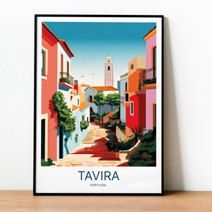 Tavira Travel Print Wall Art | Algarve Poster | Portugal Travel Gift | Home Decor | Portugal Travel poster