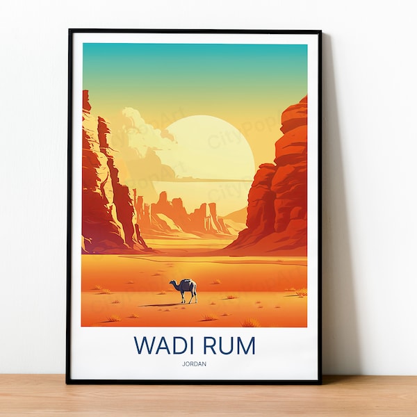 Wadi Rum Travel Print | Petra Jordan Posters | Wedding Gift | Home Decor | Jordan Travel poster