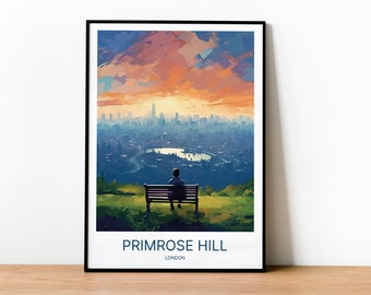 Primrose Hill London Travel Poster Print | London skyline Poster | Wedding Gift | Home Decor | England, UK Travel