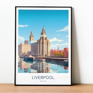 Liverpool UK Travel Poster Print | Liverpool Travel Posters | Liverpool City Wall Art | Wedding Gift | Home Decor | England UK Travel